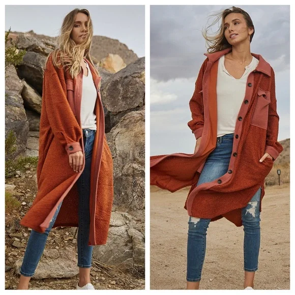 40 Oversized Absolutely Fabulous Contrast
Detailed Fleece Long Coat Jacket - Picture 2 of 4